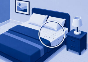 Rusty spots on bedding indicating a bed bug exterminator is needed in Edmonton